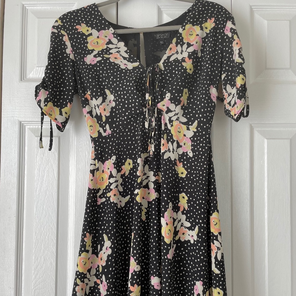 Topshop floral polka dot dress